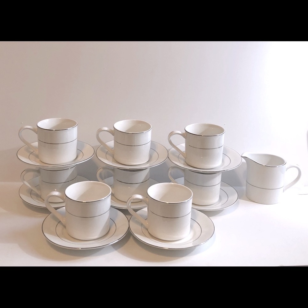 Double Platinum Band (Tabletops Lifestyles) 17 Piece Tea Set